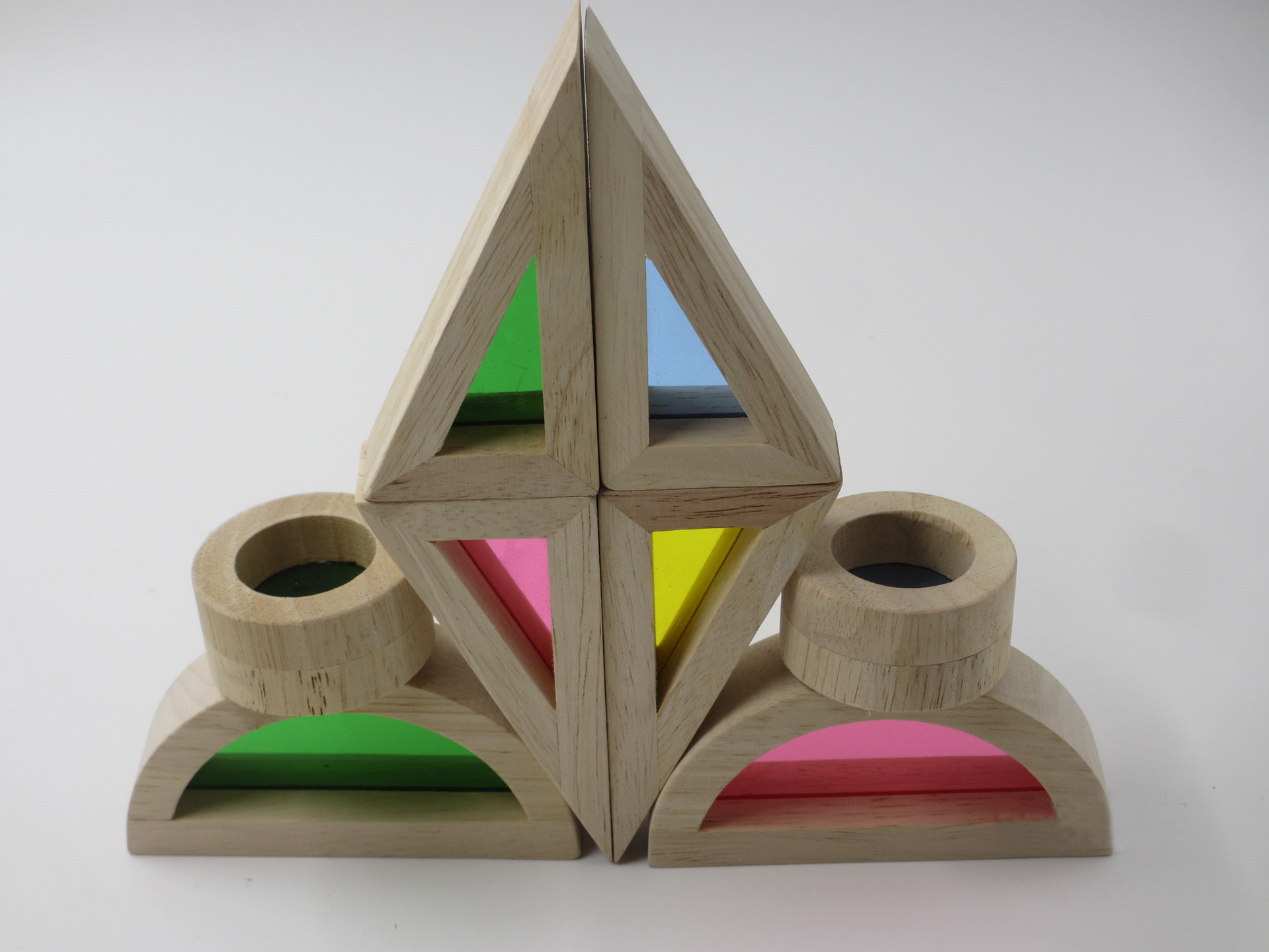 厂家直销儿童木制创意拼搭彩虹积木宝宝堆塔幼儿园早教益智玩具