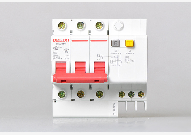德力西空气开关带漏电保护器dz47sle 1 2 3 4p63a触电保护断路器