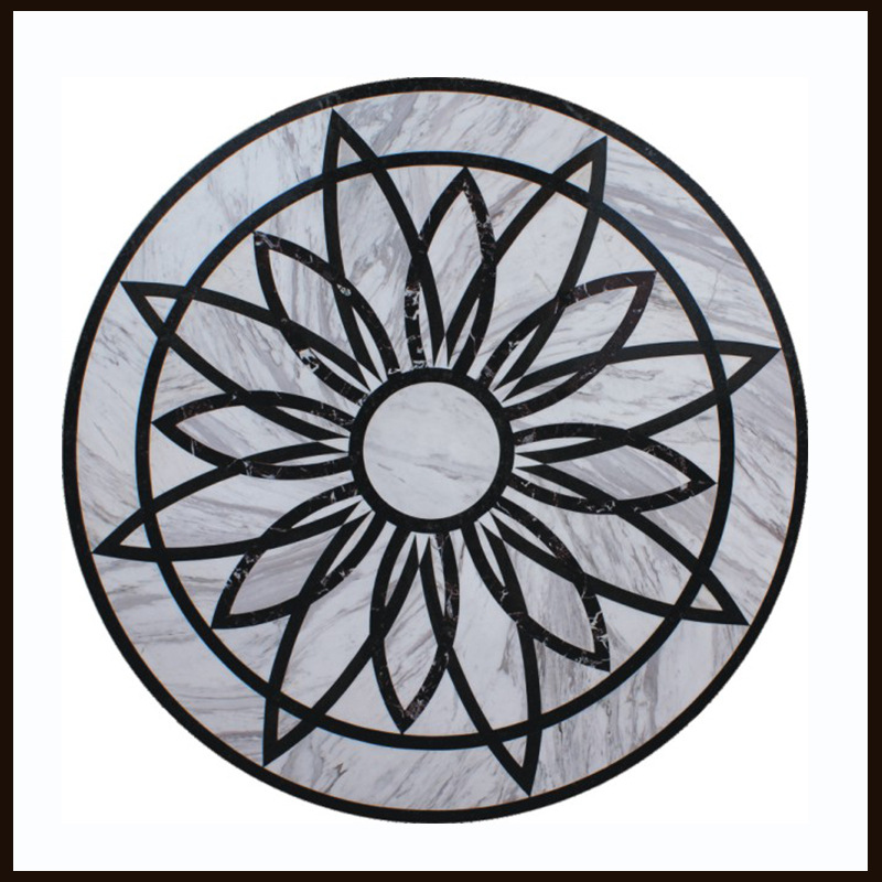 厂家专业定做 微晶石陶瓷大理石水刀地面圆形拼花 地铺石材