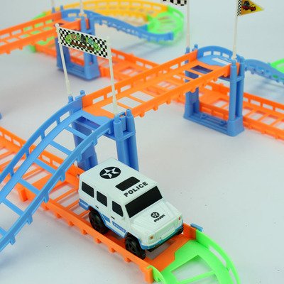 盒装极速轨道车立体轨道小汽车套装可儿童变换车道任意益智玩具