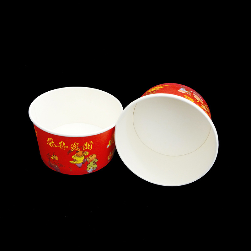 一次性纸碗批发整箱1000个装喜庆纸饭碗460ml酒席外卖打包纸碗圆