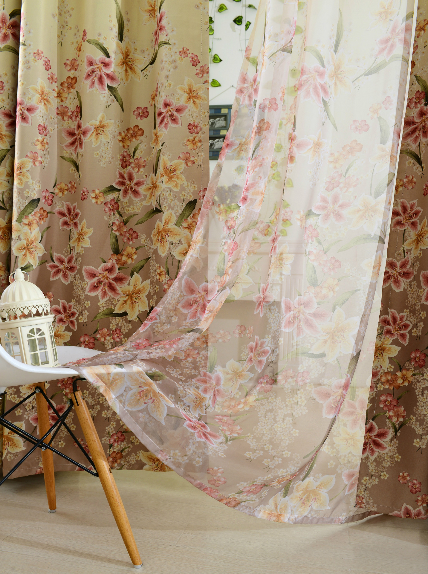 2016新款田园印花遮光窗帘布 柯桥窗帘布厂家直销 支持成品定制