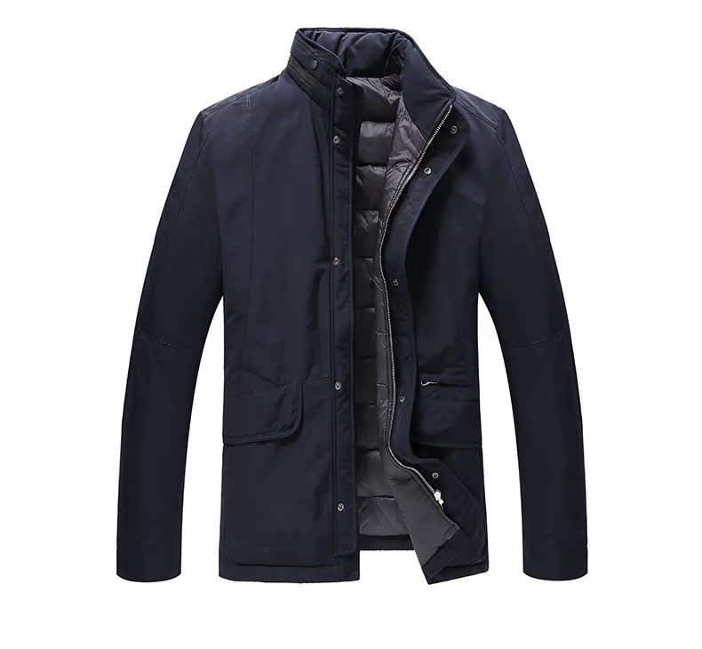 九鹿王男式羽绒服加厚立领商务白鸭绒羽绒衣