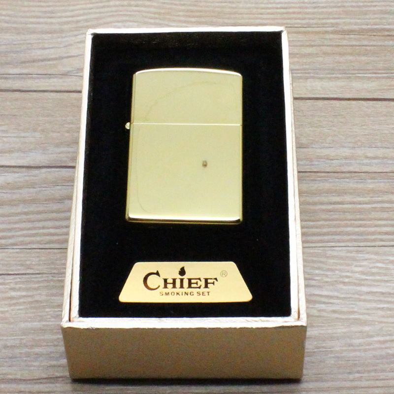 法国正品chief首领原装铜壳煤油打火机cf0300bj光板冰金批发