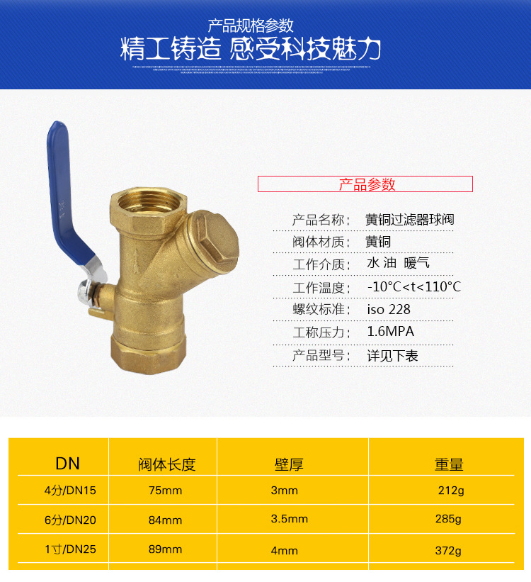 铜过滤器y型过滤器水泵空调管道用内螺纹过滤器4分6分1寸dn152025