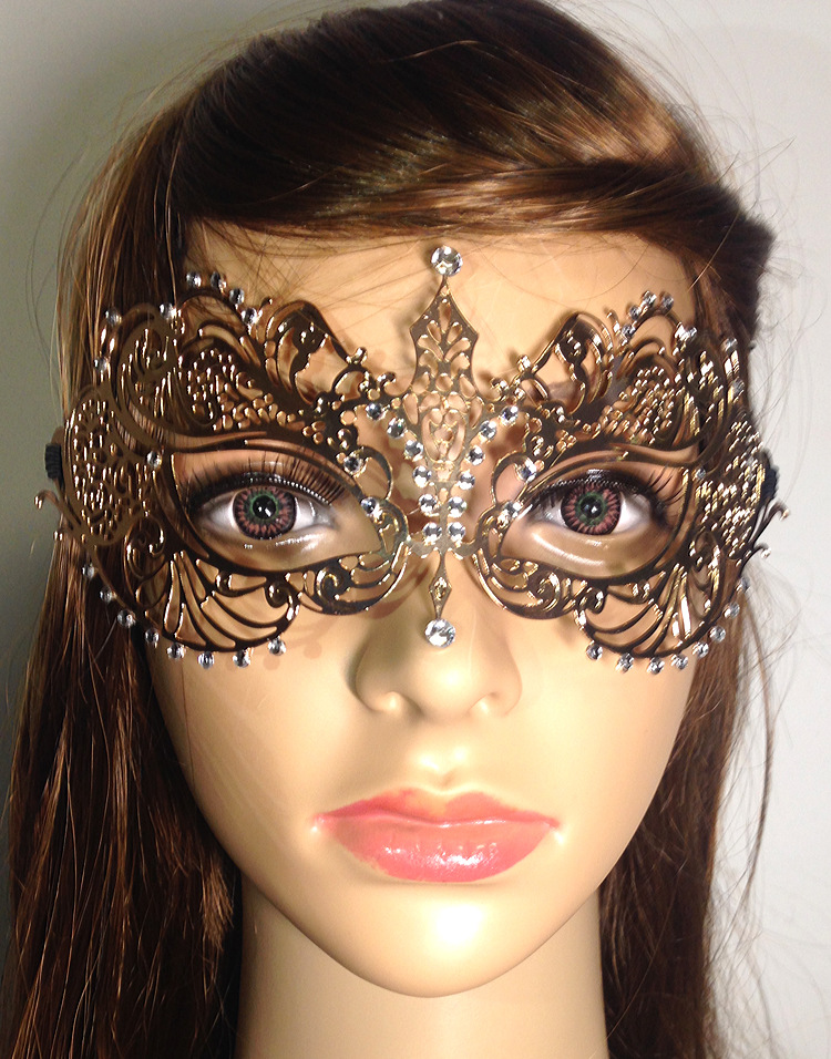 【神秘天使】威尼斯金属面具欧美同款金银色高端镶钻舞会面具