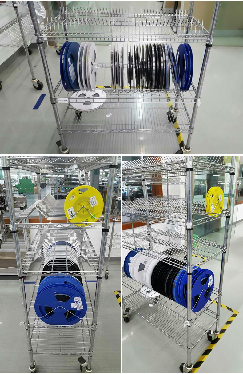 smt镀铬物料架车间网线单双峰网 移动货架料盘架 线网货架