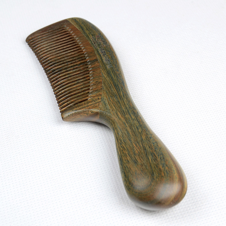 加厚款天然绿檀木梳子 檀香木防静电美发梳 精品美发木梳