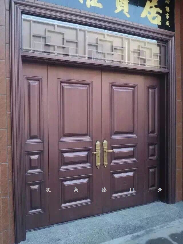 农村自建房客厅门仿真铜四开子母防盗门带气窗安全非标进户门工厂