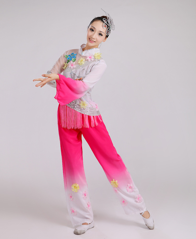 秧歌服春夏女扇子舞蹈服古装服装古典民族演出服伴舞服舞台表演服