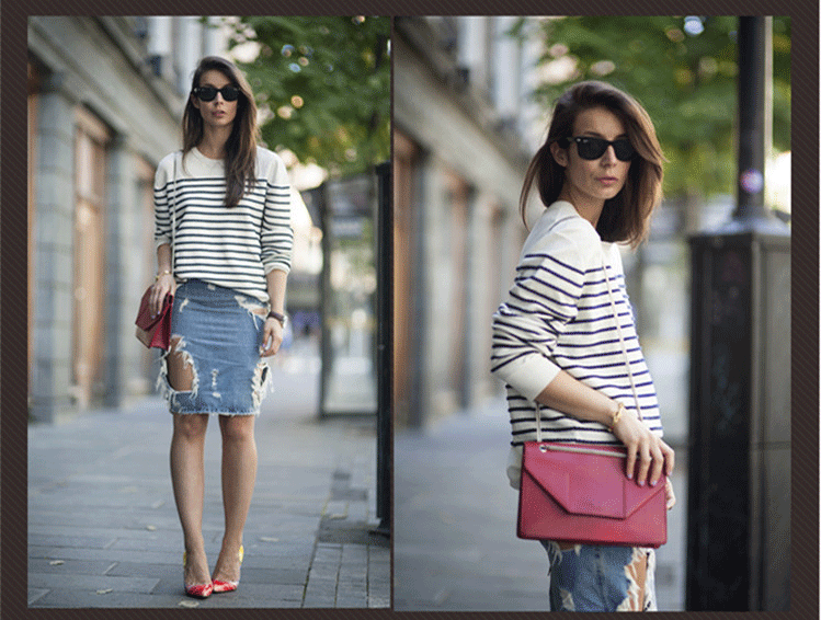 欧美黑白 条纹羊绒衫女 圆领 针织衫套头毛衣短款打底羊毛衫长袖