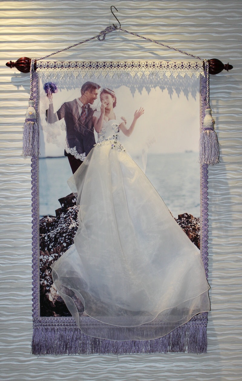 超声波布艺挂毯婚纱照挂画轴布艺挂毯压边机