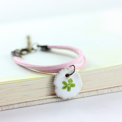 新款 文艺范小清新手链 小花手链 景德镇民族风陶瓷饰品手链批