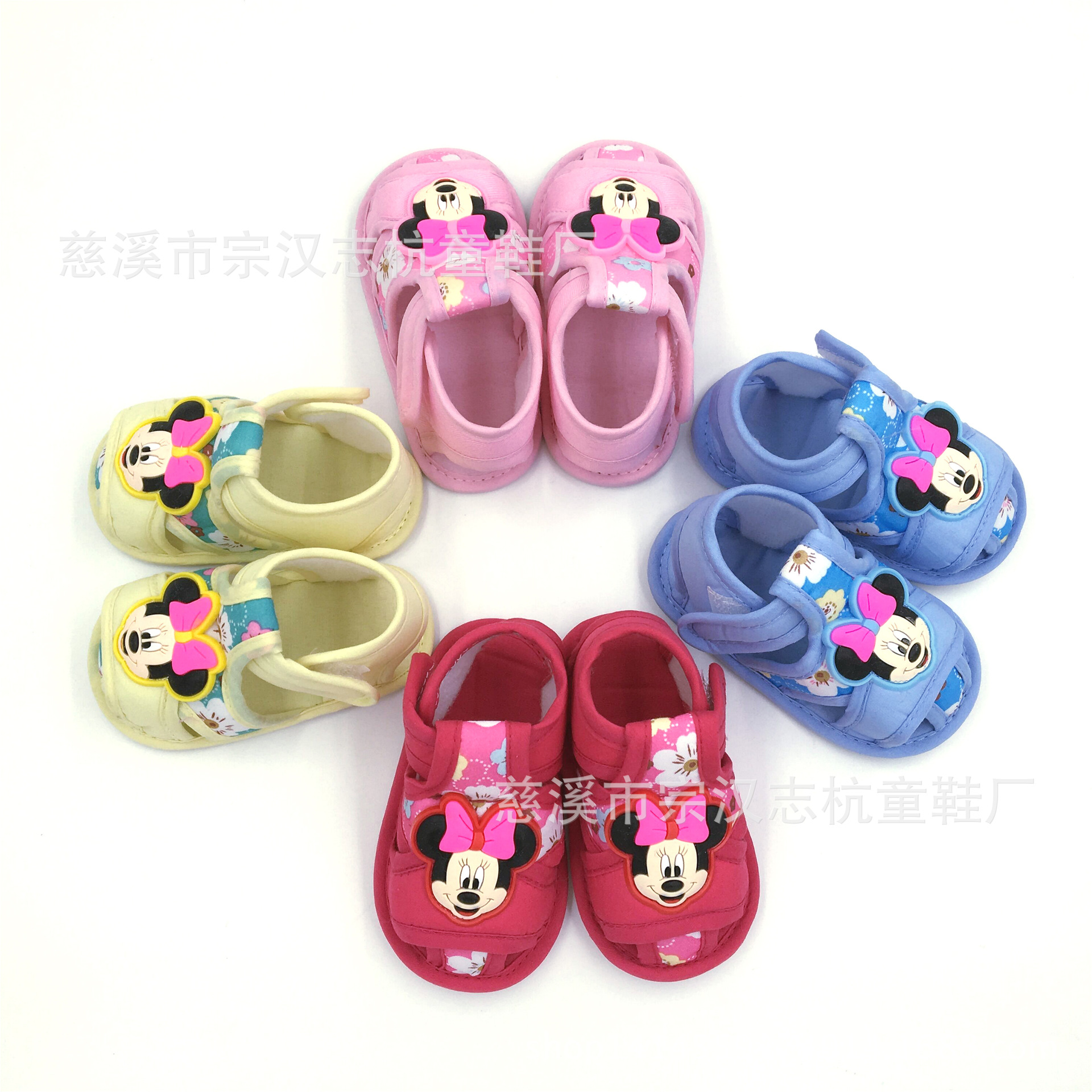 厂家爆款米*鼠0-1岁夏季新款布软底镂空卡通宝宝鞋婴儿鞋学步童鞋