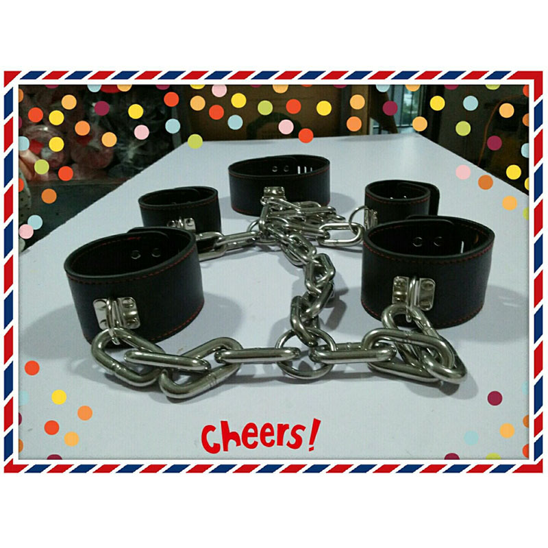 跨境专供成人情趣用品皮革手铐脚铐项圈不锈钢链子链铐另类玩具