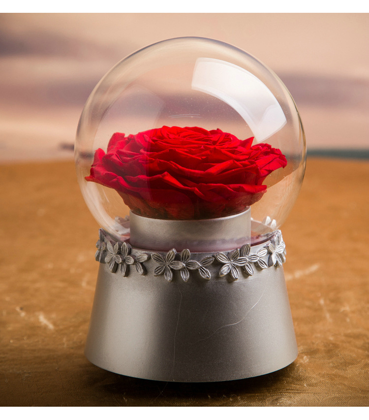 永生花水晶球 巨型玫瑰礼盒圣诞节礼物家居办公桌酒店摆件分销