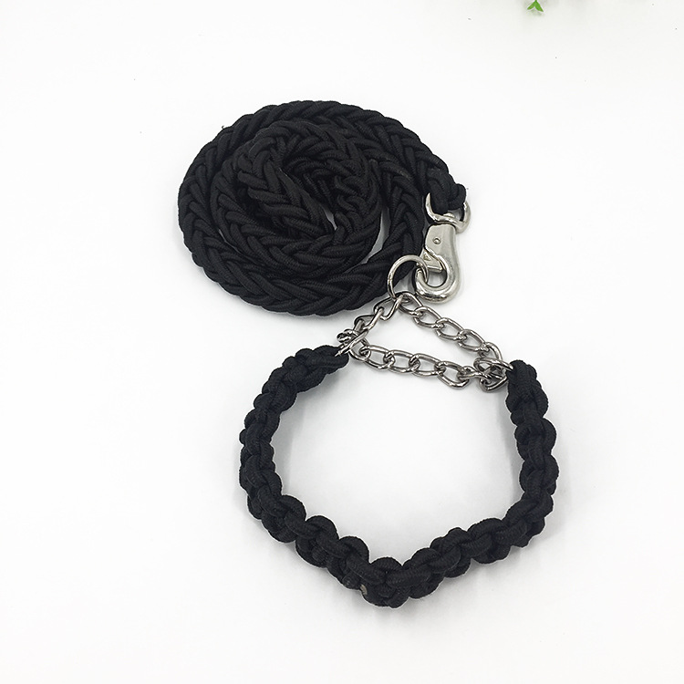 双色项圈八股绳金毛中大型犬牵引带警犬狗链子宠物牵引绳批发