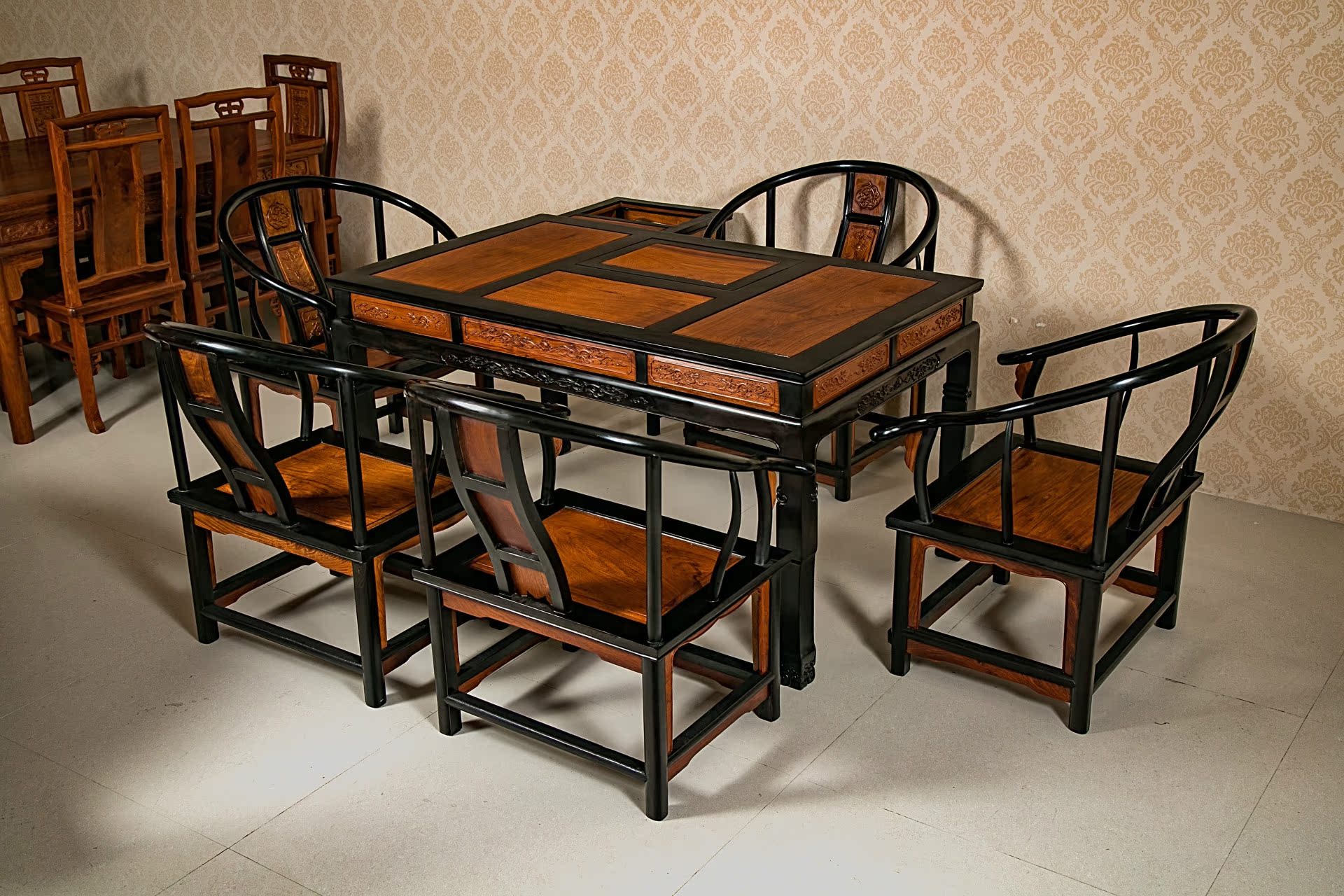 红木家具紫光檀桌椅仿古实木紫光檀缅甸花梨茶几桌椅组合套装