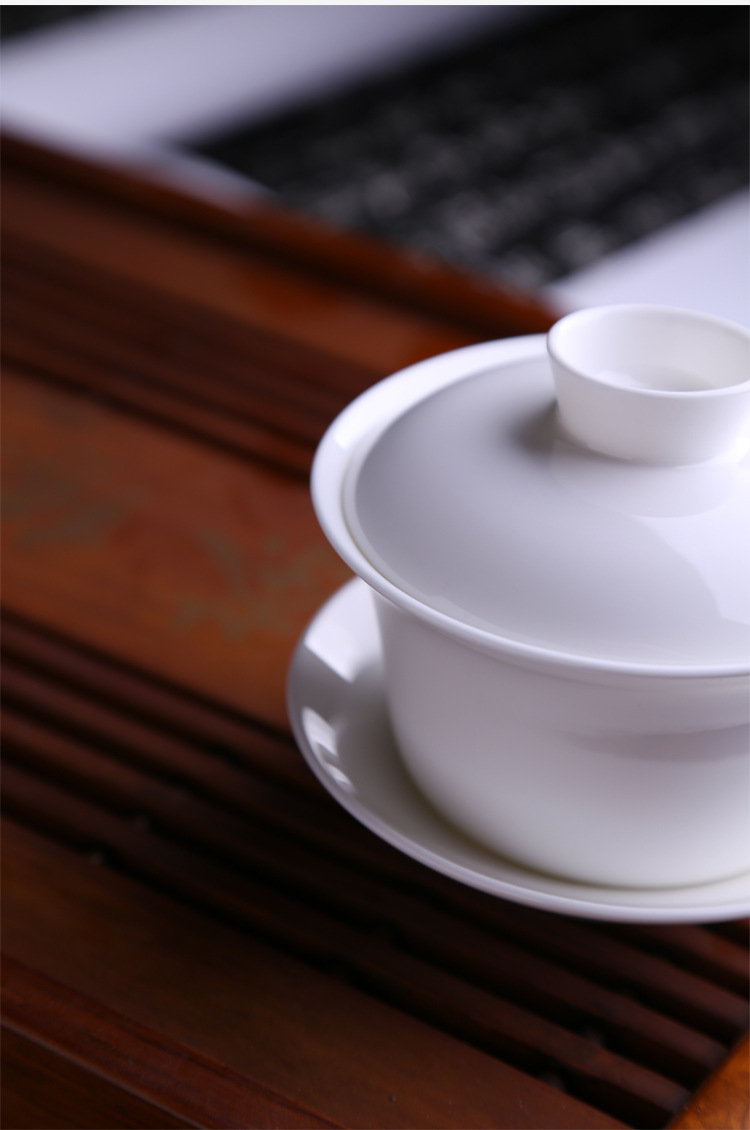 唐山骨质瓷骨瓷陶瓷功夫茶具出口级纯白瓷 三才盖碗茶杯茶碗