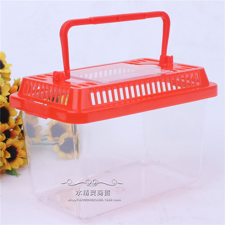 Mini Portable Small Fish Tank Transparent Aquarium Pet Box Plastic Turtle Tank Fish Globe Fish Box Turtle Box