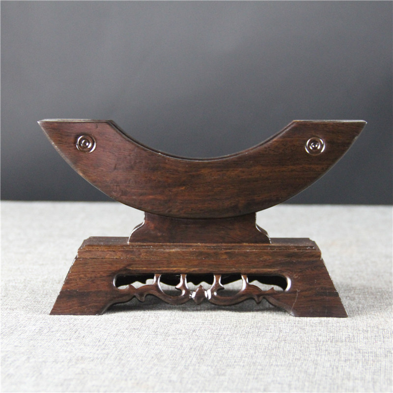 红木平安扣摆件底座 玉石平安扣木架 实木底座 黑梓木底座