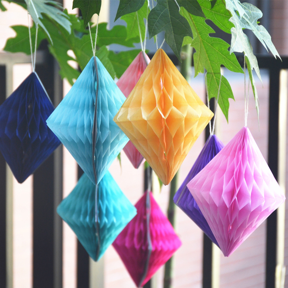 6 10英寸菱形蜂窝球 钻石型蜂窝灯笼 婚庆派对专用装饰 9g 和 24g