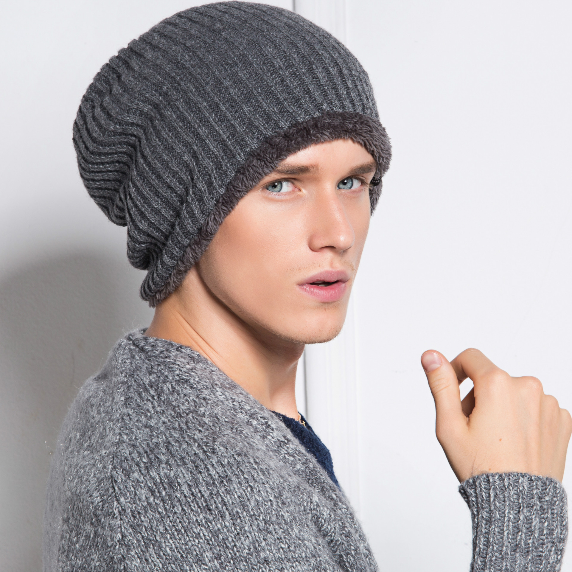 百搭帽子厂家批发羊毛针织帽秋冬羊毛男帽