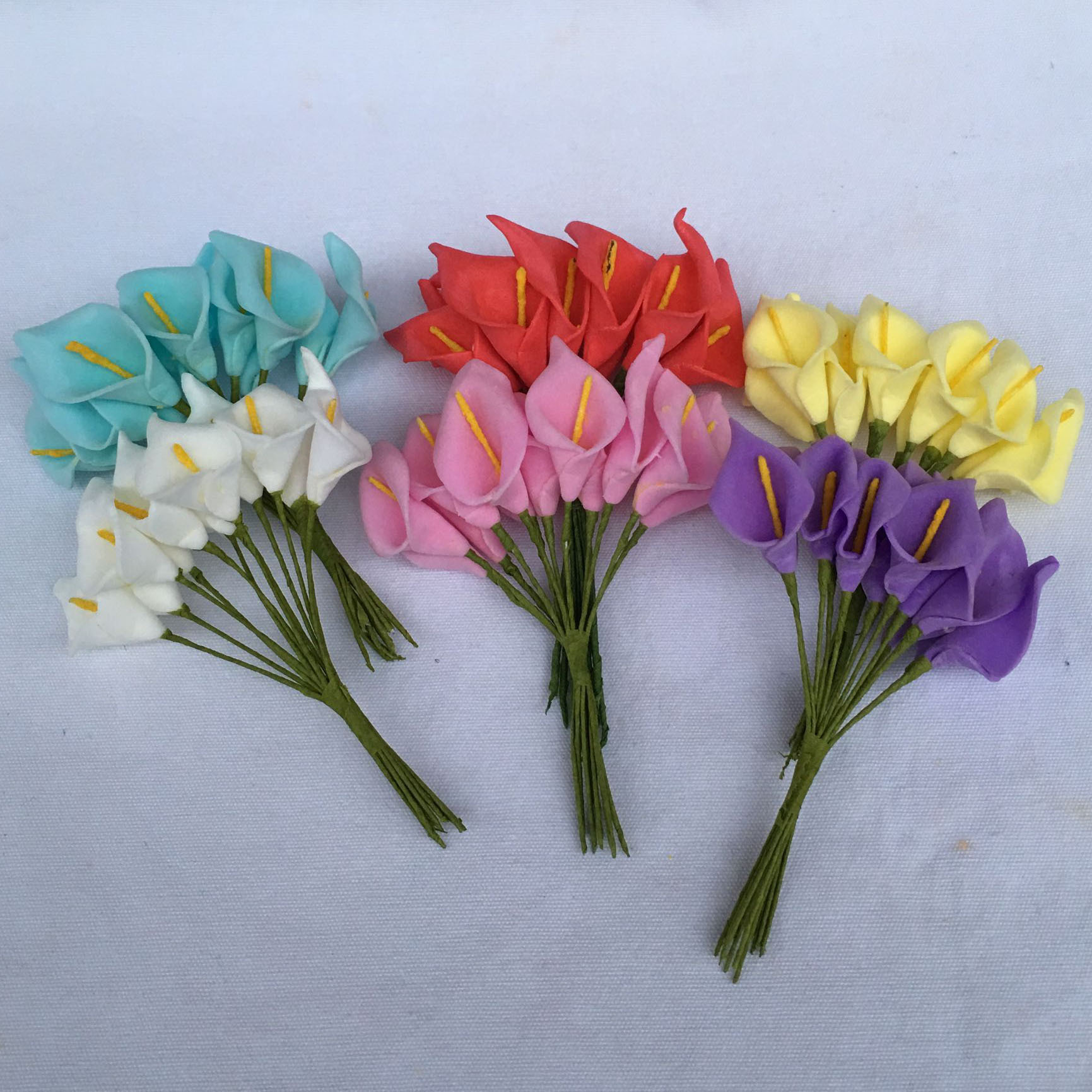 批发仿真花pe泡沫花小马蹄莲小百合不带叶 婚庆喜糖手工装饰配件