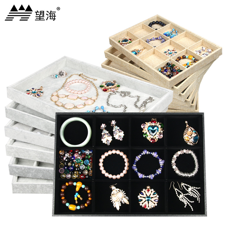 Large Capacity Jewelry Tray Jewelry Necklace Pendant Ring Display Plate Earrings Ear Studs Accessories Storage Box Jewelry Tray