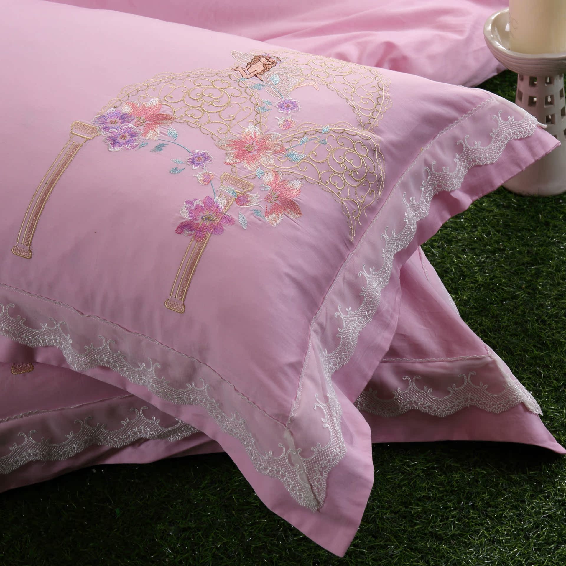 【全棉贡缎绣花四件套 样板房床上用品高档长绒棉刺绣套件】价格,批发