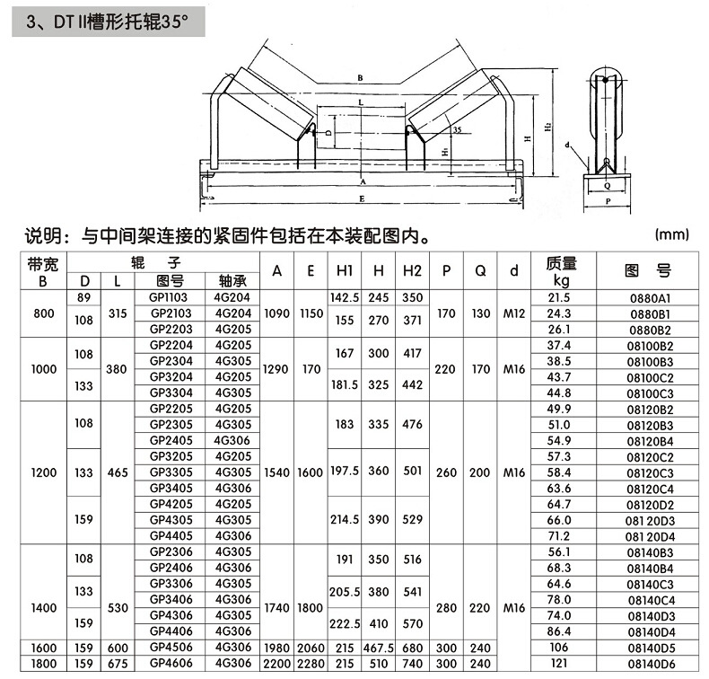 不锈钢槽型托辊 国标耐磨上调心托辊 高效无动力托辊
