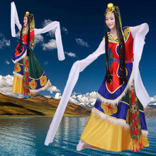 民族舞蹈服水袖藏族舞蹈演出服装藏袍西藏舞服水袖表演服饰女