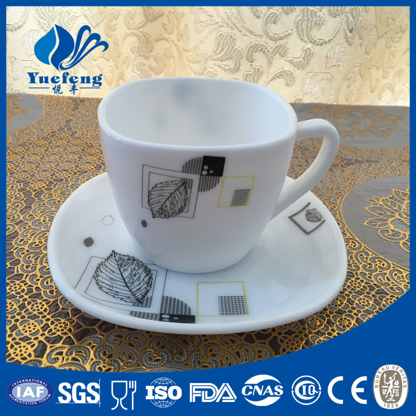 【厂家直供销】方旋纹杯FXWB210/120乳白白玉玻璃碗方咖啡杯