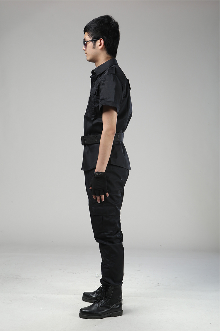 511特勤夏作训服短袖套装 夏季保安服训练执勤服上班黑色制服