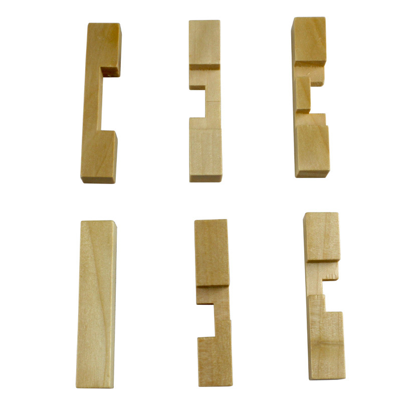 益智休闲成人儿童解锁解环鲁班锁木制玩具 孔明锁 六根锁 - 玩具批发