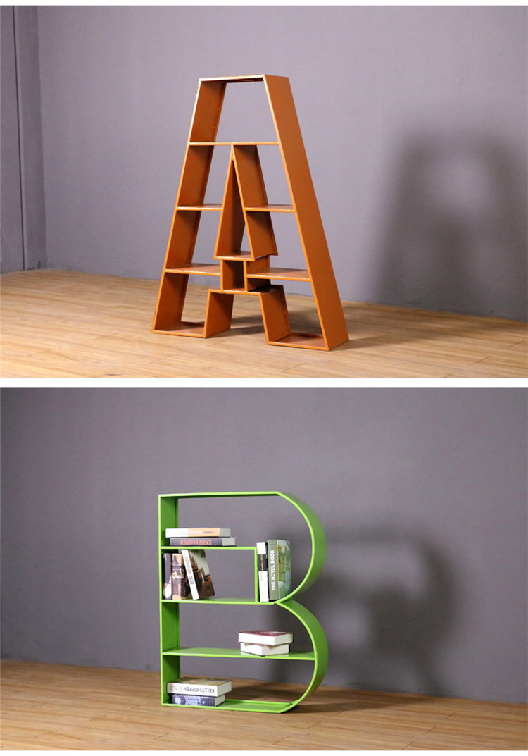 定制铁艺字母创意壁挂书架客厅墙上置物架展示架墙壁书柜壁柜墙架