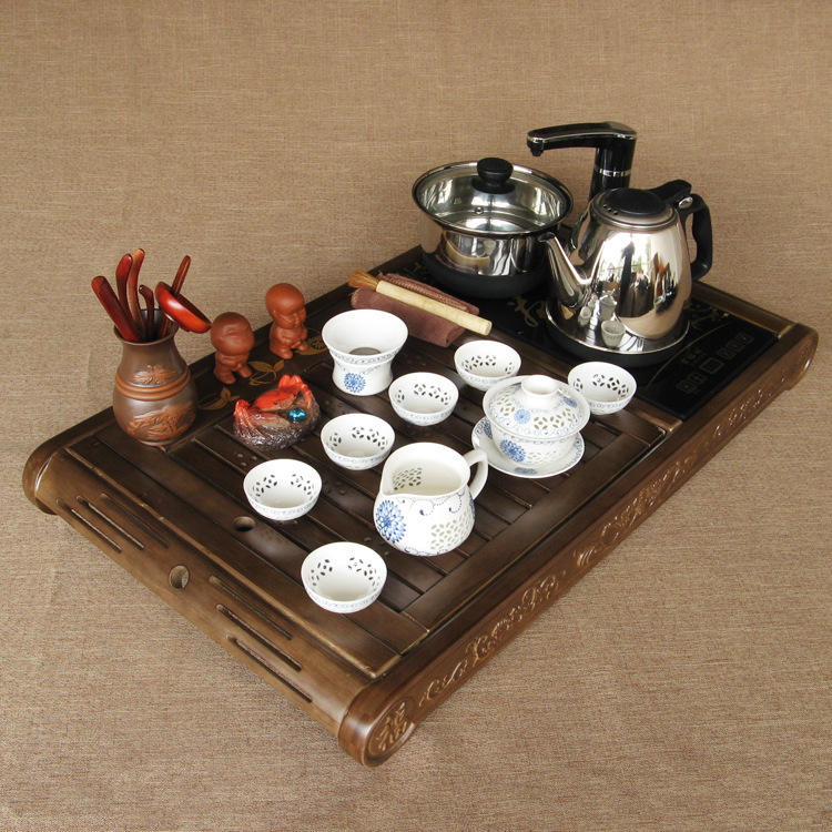 合一电磁炉整套陶瓷紫砂功夫茶具套装实木茶盘包邮 - 茶具批发交易网