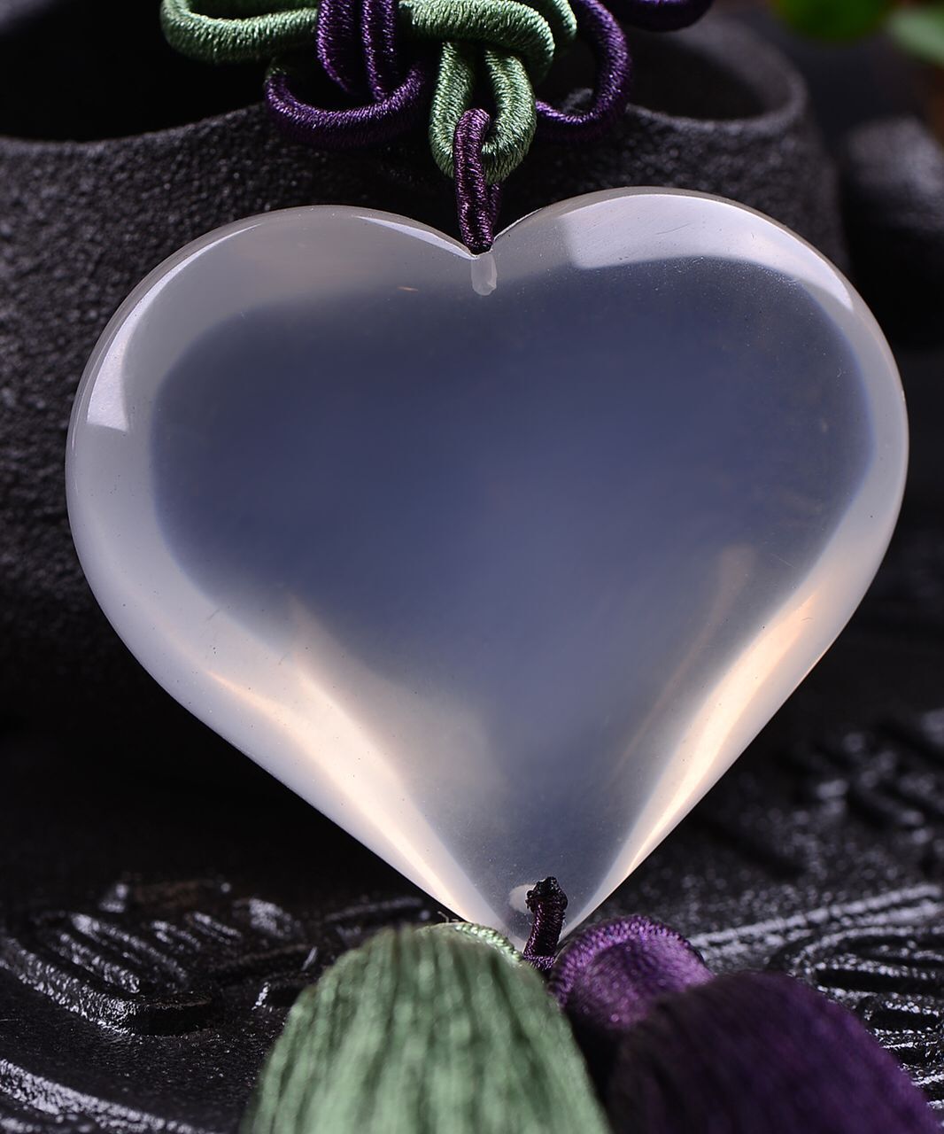 一片冰心天然白水晶冰晶手工编织心想事成爱心吊坠车挂