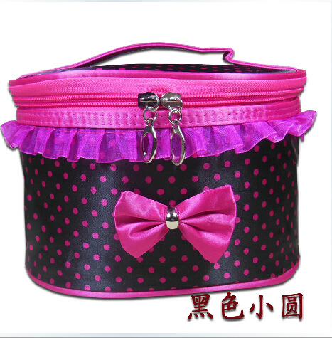 New Polka Dot Net Red Cosmetic Bag Cylinder Compressed Waterproof Large Capacity Storage Toiletries Bag Sundries Storage Packing Box