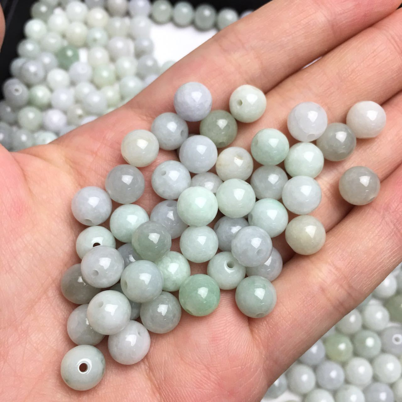 【四会玉器】7mma珠 翡翠a货 翡翠散珠手链圆珠珠子玉a货玉珠批发