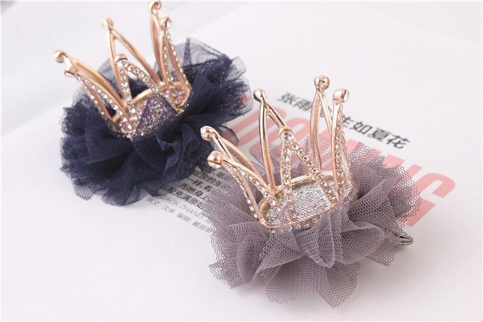 儿童发夹头饰 女童公主网纱 头花立体皇冠发卡-阿里巴巴