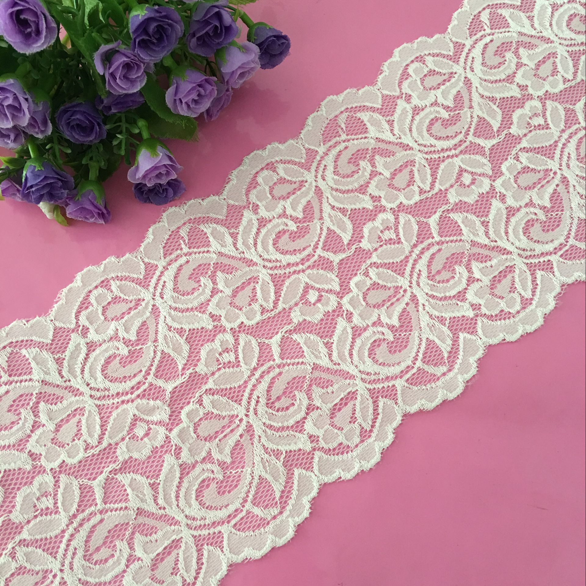 福建蕾丝花边厂家直销15cm弹力蕾丝花边 女装内衣专用花边辅料