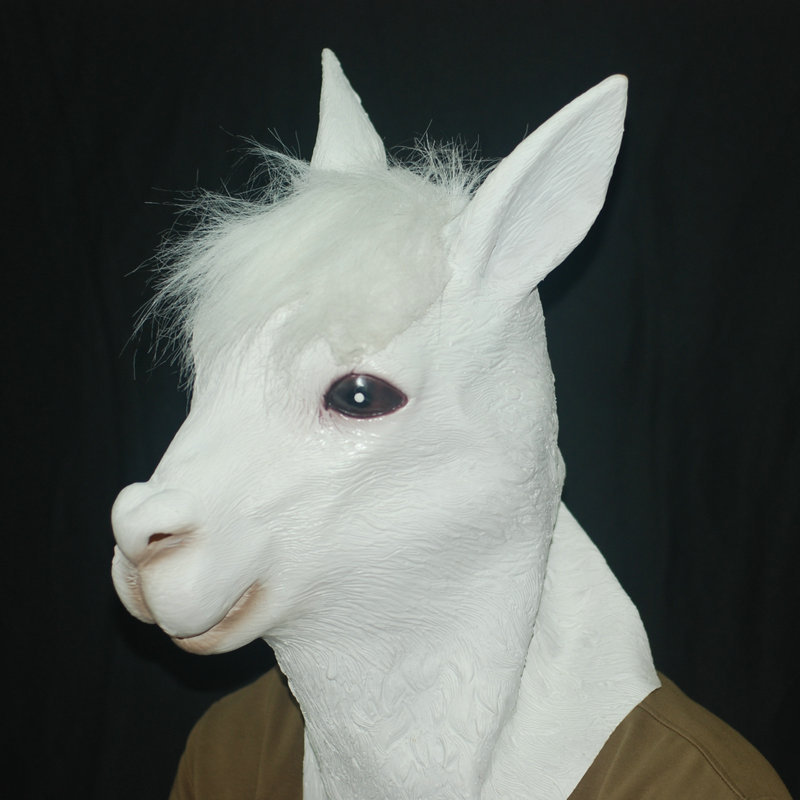羊驼头套 cos动物道具 批发万圣节面具 均码圣兽马头山羊