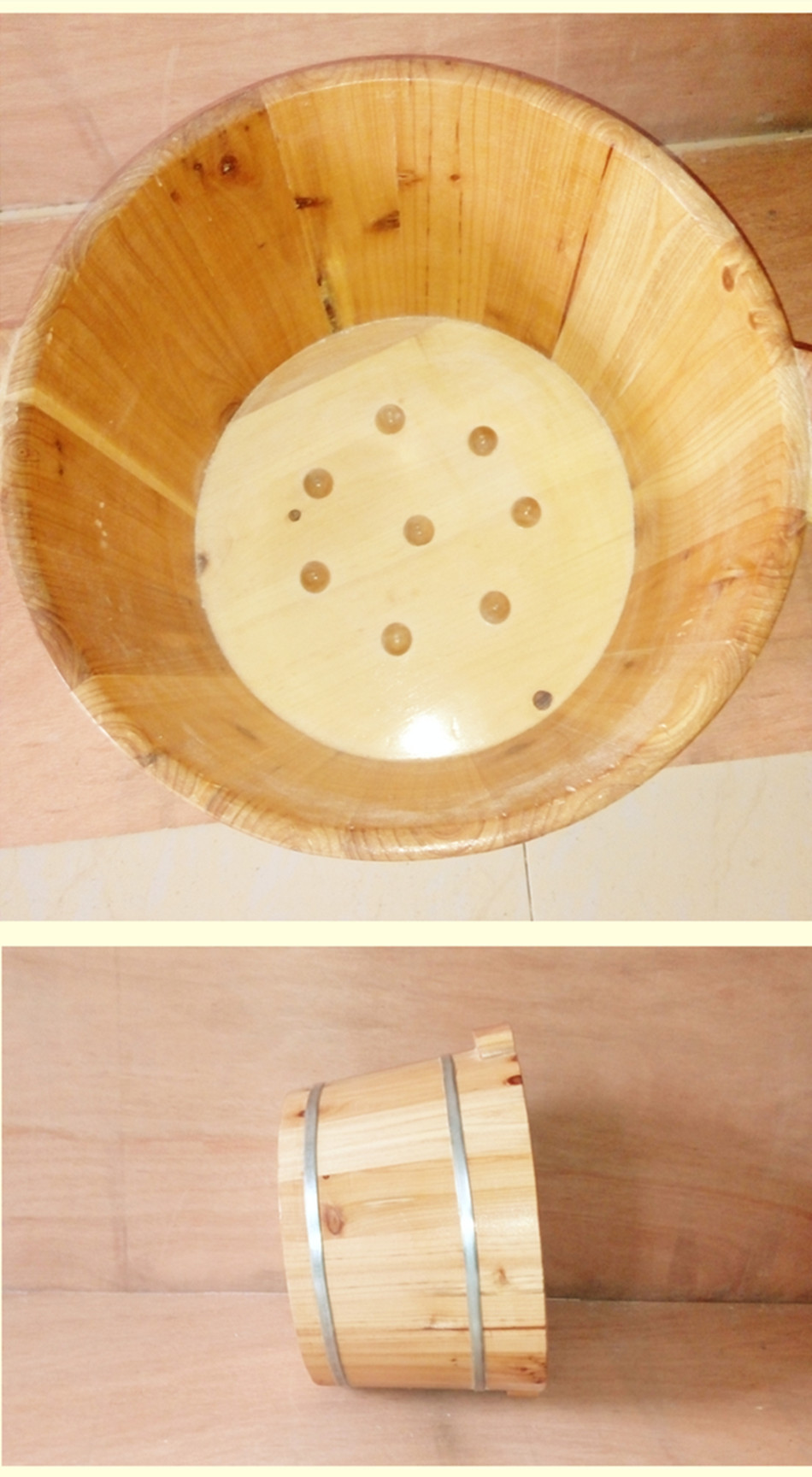 厂家直销沐足桶柏木40cm按摩柏木浴桶足浴桶实木泡脚桶一件代发