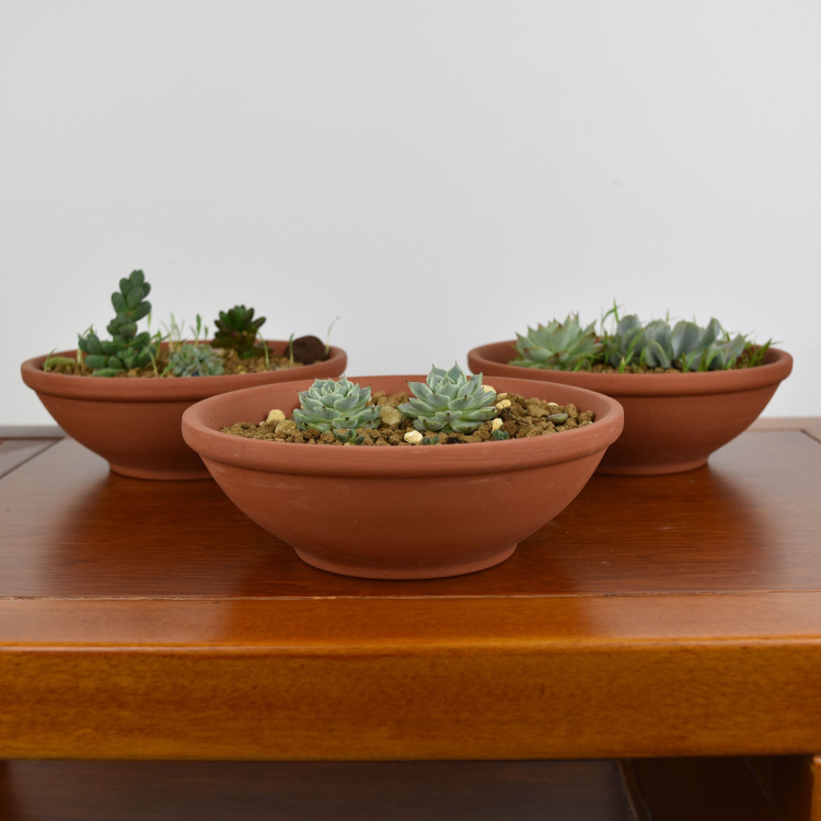 红陶花盆 简约陶盆 陶瓷花盆 小脚碗型红陶盆 厂家直销