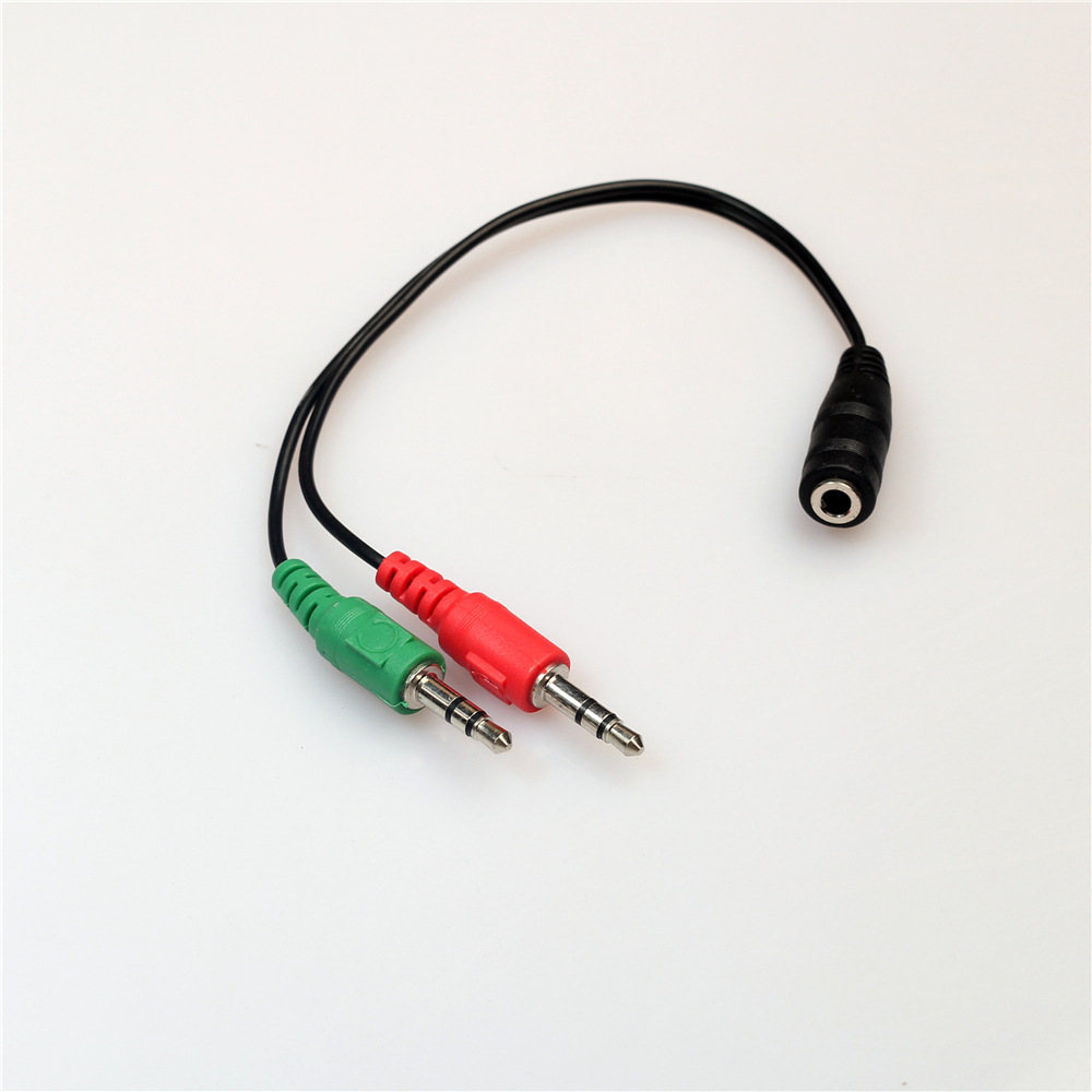 3.5mm二公一母音频线电脑笔记本二合一音频转换线耳机耳麦转接线