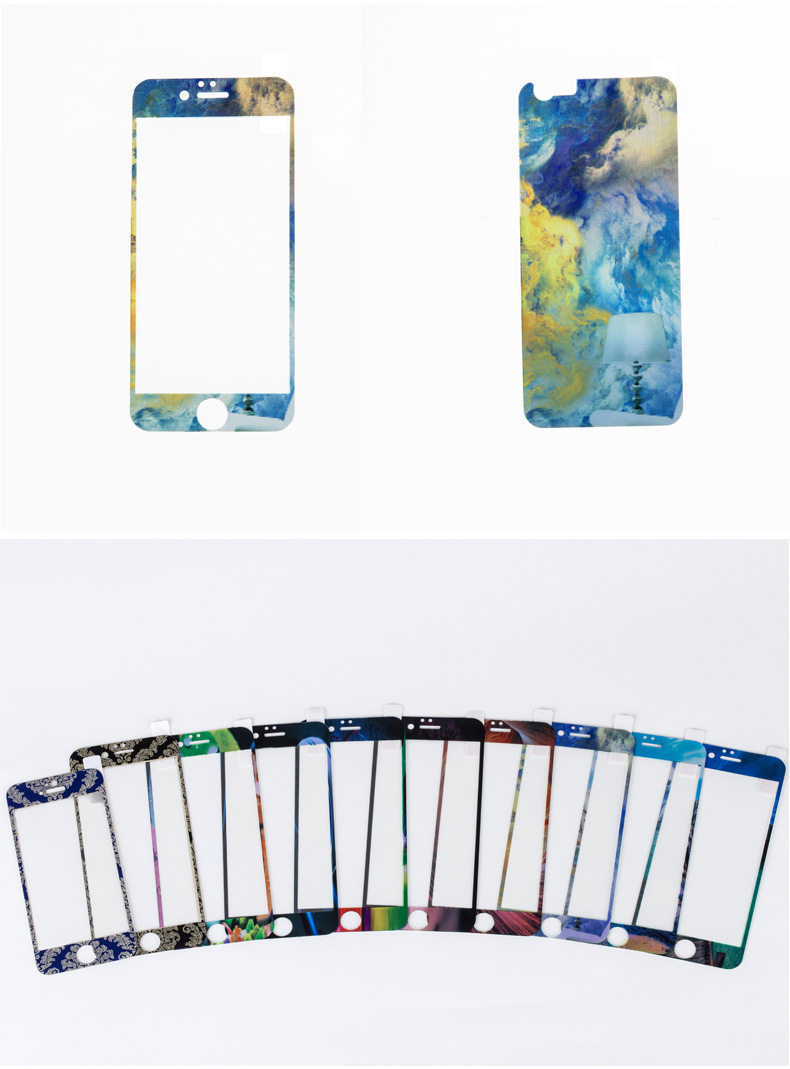 厂家直销镭射丝印彩膜i6/6plus钢化玻璃高清前后膜手机保护膜批发