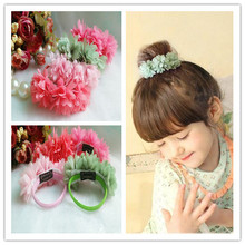 韩版儿童发饰 三朵花系女童公主雪纺花朵可爱时尚发绳宝宝发饰