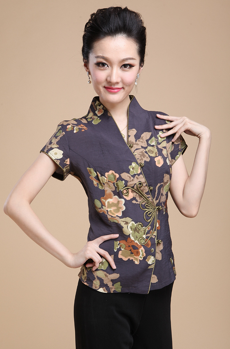 新款汉服唐装女夏装短袖上衣中式改良旗袍时尚妈妈装女士唐装