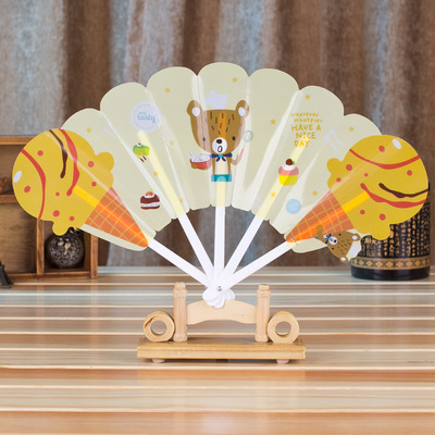 可爱创意小扇子韩国卡通头折扇塑料扇 学生随身便携小扇子